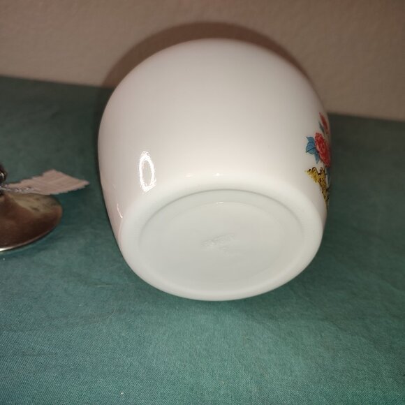 Avon Sugar Jar Vintage Silver Plated Lid Bird Flowers Design boho Bohemian old - Picture 10 of 10